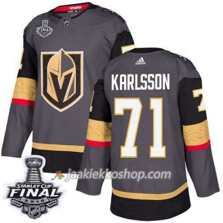 Miehille NHL Vegas Golden Knights Pelipaita William Karlsson 71 2018 Stanley Cup Final Patch Adidas Harmaa Authentic